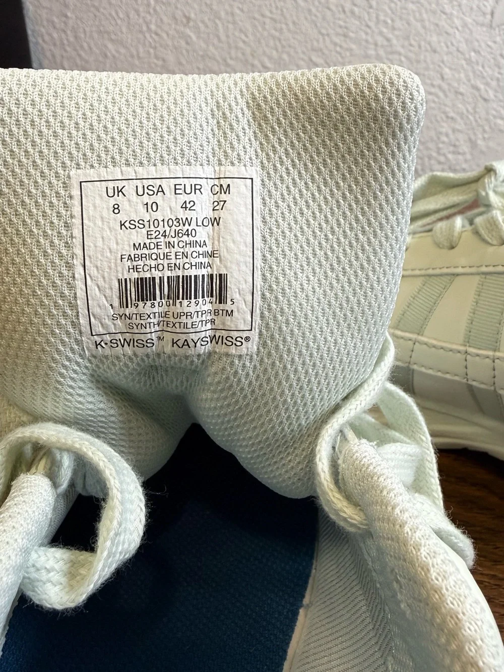 K-Swiss White Mint Low-Top Sneakers